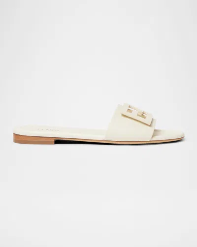 FENDI FF LEATHER FLAT SANDALS