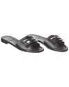 Fendi Baguette Leather Flat Sandals In Black