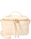 Fendi Vanity Handbag Adjustable Strap Embossed Pattern Top Handle In Neutral