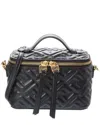 Fendi Women Vanity Leather Shoulder Bag With Ff Motif In Black