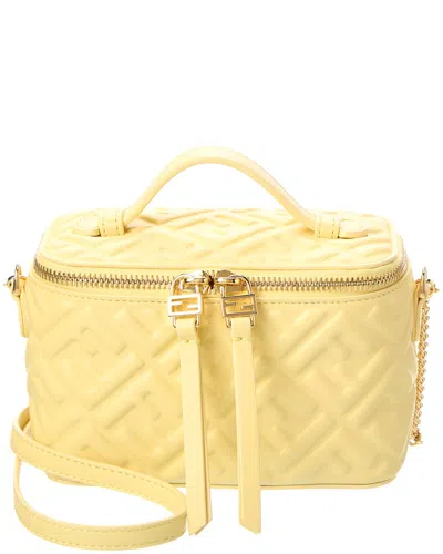 Fendi Ff Leather Vanity Case In Yellow