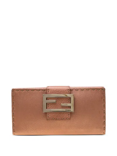 Pre-owned Fendi Ff Leather Wallet In Pink