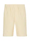 Fendi Jacquard Linen And Cotton Bermuda Shorts With All-over Ff Motif In Neutral