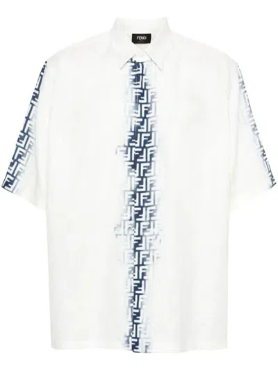 Fendi Ff Linen Shirt Clothing In White