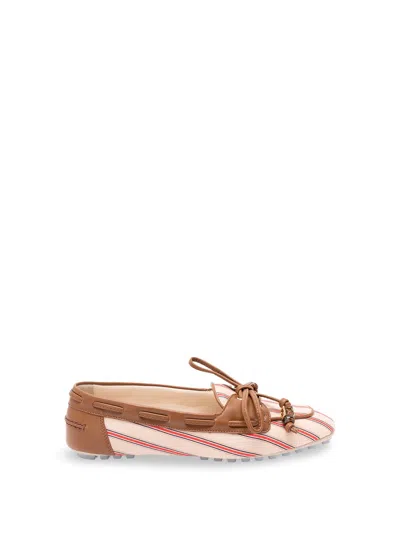 Fendi Striped Derby Shoes In Neutral
