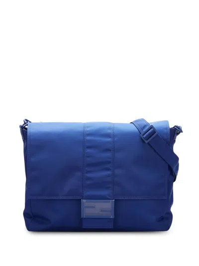Pre-owned Fendi Ff Lock Crossbody Bag In Blue
