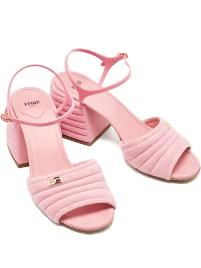 Pre-owned Fendi Ff-logo Ankle-strap Sandals In Pink