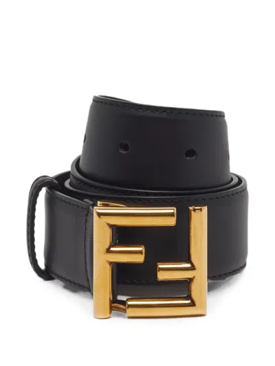 Pre-owned Fendi Ff Logo Belt In Black