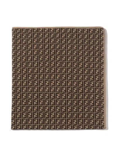 Fendi Ff Logo Blanket In Brown