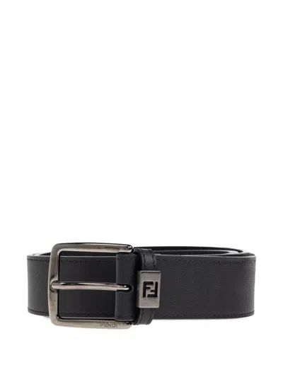 Fendi Ff-logo Buckle Belt In Black