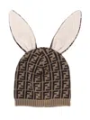 Fendi Ff Logo Bunny Beanie In 棕色