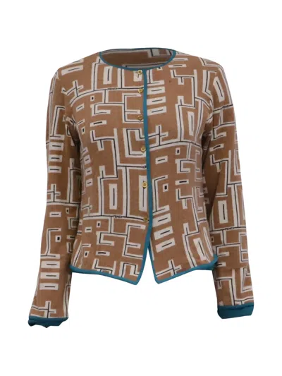Pre-owned Fendi Ff Logo Button-down Sweater In Brown