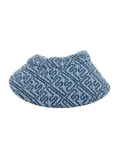 Pre-owned Fendi Ff Logo Cap W/tags In Blue