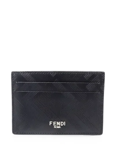 Pre-owned Fendi Ff Logo Card Case In Black