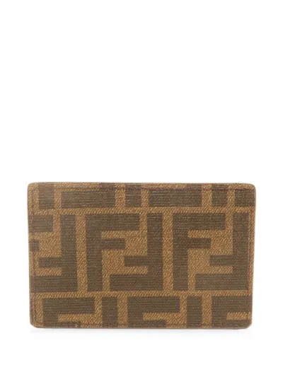Pre-owned Fendi Ff Logo Card Case In Brown