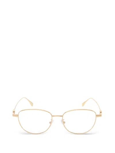 Pre-owned Fendi Ff Logo Cat-eye Frame Glasses In Gold