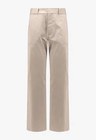 Fendi Ff Logo Chino Pants In Beige