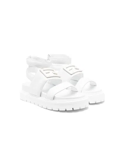 Fendi Kids' Ff-logo Chunky Sandals In White