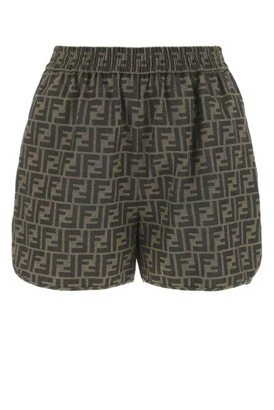 Fendi Ff Logo Cotton-blend Shorts In Multi
