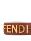 Fendi Ff-logo Crescent Shoulder Bag In Blue
