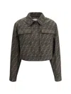 Fendi Ff Logo Cropped Women's Jacket In Tobacco