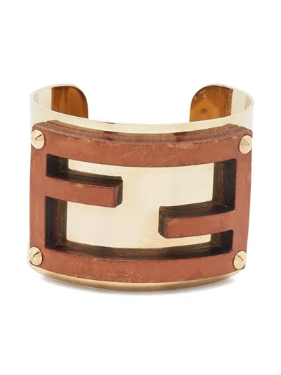 Pre-owned Fendi Ff-logo Cuff Bracelet