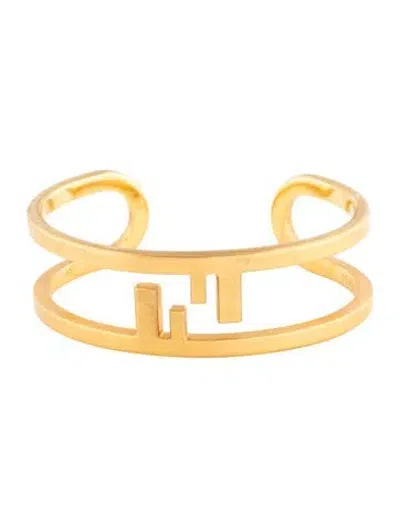 Pre-owned Fendi Ff Logo Cutout Cuff Bracelet, 6.5" In Multicolor