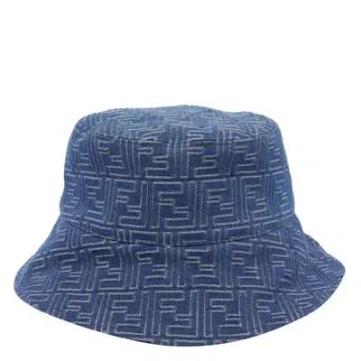 Fendi Ff Logo Denim Bucket In Blue