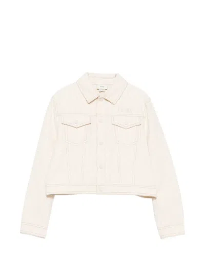 Fendi Kids' Ff Logo Denim Jacket In Neutrals