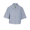 Fendi Women Ff Denim Chambray Cropped Jacket In Blue