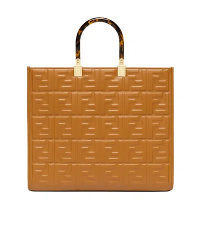 Fendi Ff Logo-embossed Tote Bag In Orange