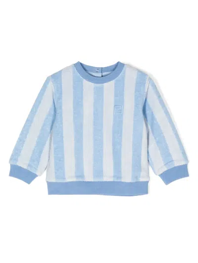 Fendi Babies' Ff-logo Embroidery Stripe-pattern Sweatshirt In 蓝色