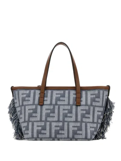 Fendi Ff Logo Fringe Tote Bag In Blue