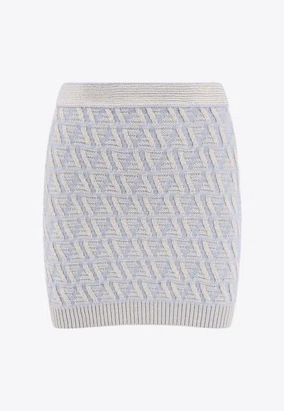 FENDI FF LOGO-INTARSIA KNITTED MINI SKIRT