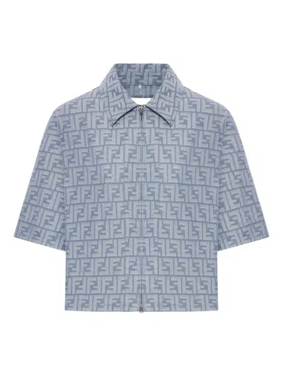 Fendi Chambray Ff Jacket In Blue