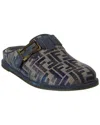 Fendi Feel Ff Jacquard Denim Flat Mules In Blue