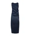 Fendi Silk Crepe Jacquard Ff Motif Drape Dress In Blue