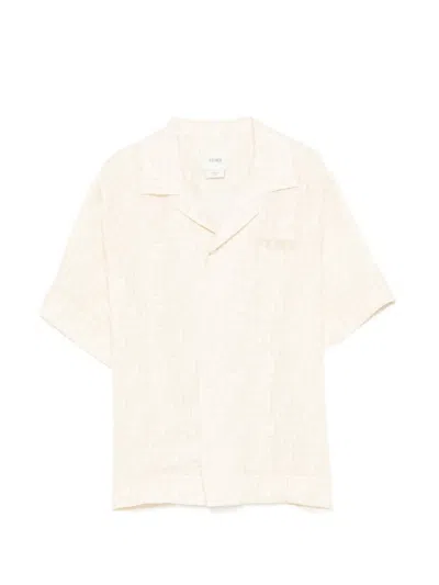 Fendi Kids' Ff Logo Jacquard Shirt In Neutral