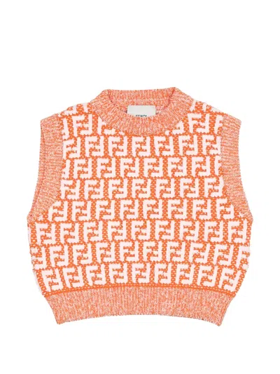 Fendi Kids' Ff Logo Knitted Sweater Vest In Multi