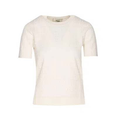 Fendi Maglia In Viscosa Ff Bianca In White