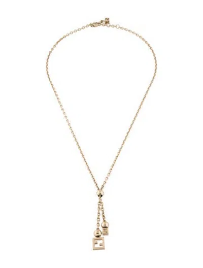 Pre-owned Fendi Ff Logo Lariat Necklace, 23.5" In Multicolor