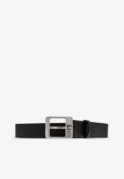 FENDI SQUARE-BUCKLE LEATHER BELT