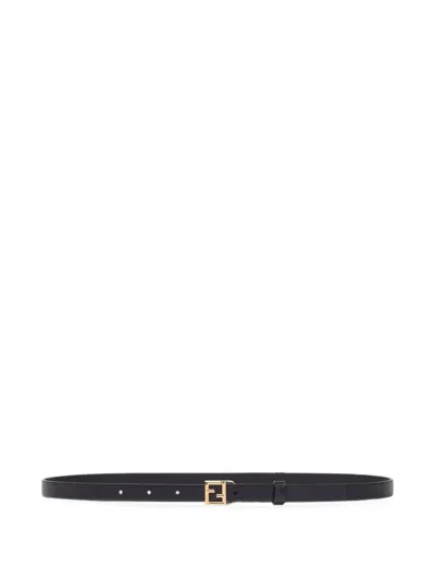 Fendi Ff Logo Leather Belt In Black