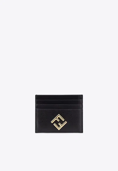 Fendi Ff Logo Leather Cardholder In Black