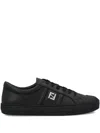 Fendi Ff-logo Leather Sneakers In Black