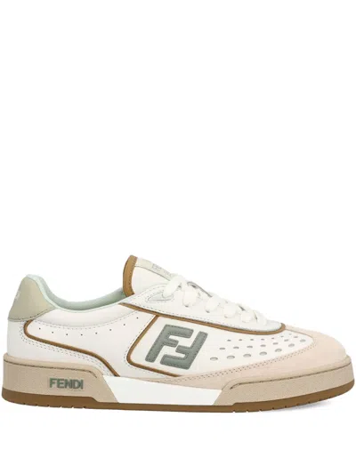 FENDI FF LOGO LEATHER SNEAKERS