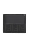 Fendi Ff Logo Leather Wallet In Black