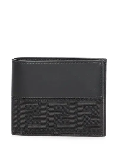 Fendi Ff Logo Leather Wallet In Black