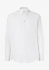 Fendi Cotton Shirt With Metal Ff Button In White