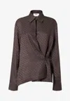Fendi Ff Jacquard Asymmetric Long-sleeved Shirt In Brown